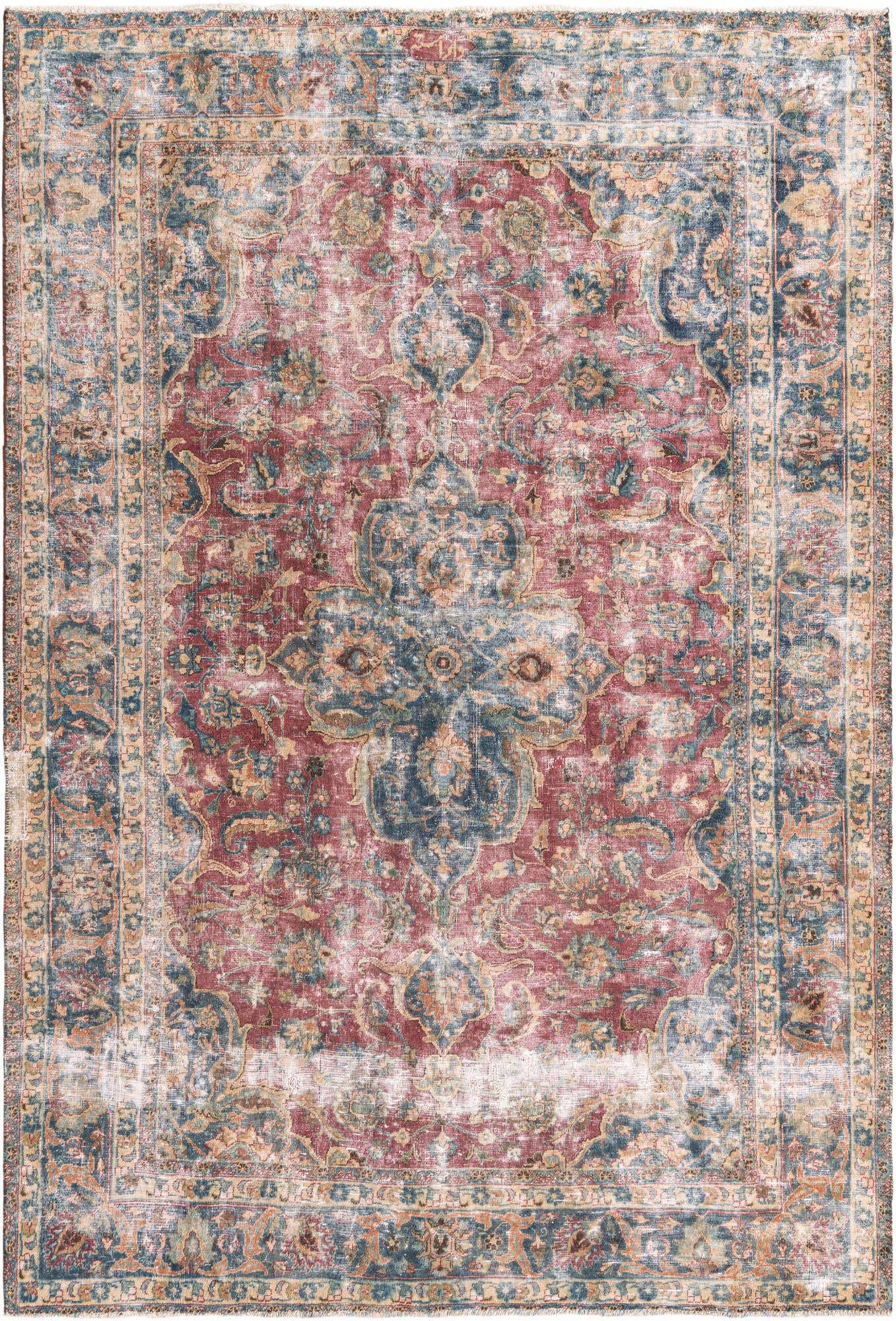 6' 5 x 9' 5 Hand Knotted Ultra Vintage Persian Wool Rug