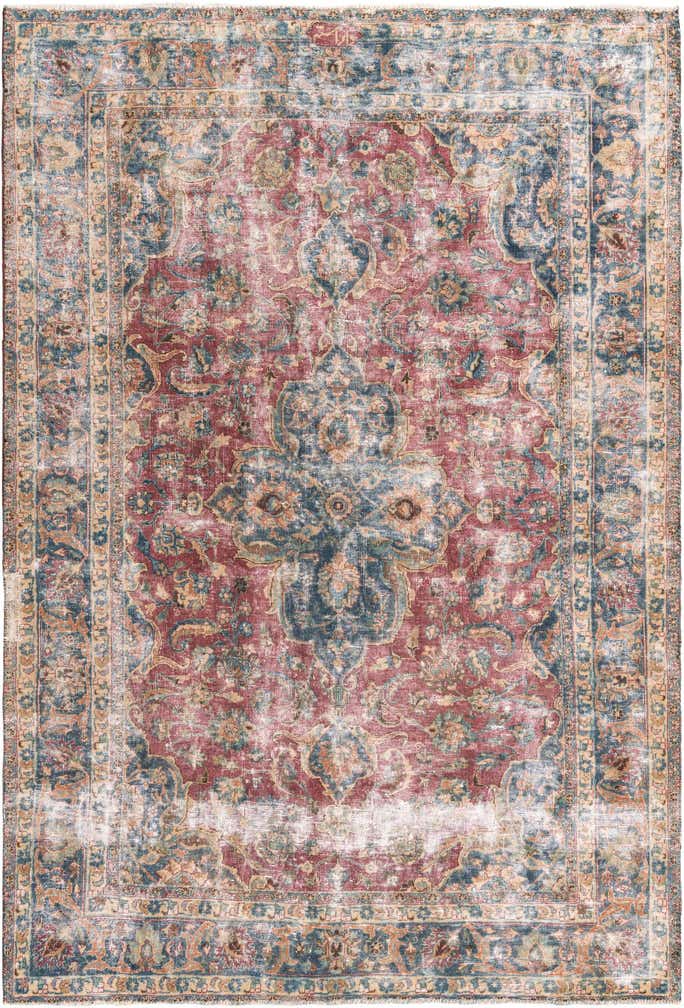 6' 5 x 9' 5 Hand Knotted Ultra Vintage Persian Wool Rug