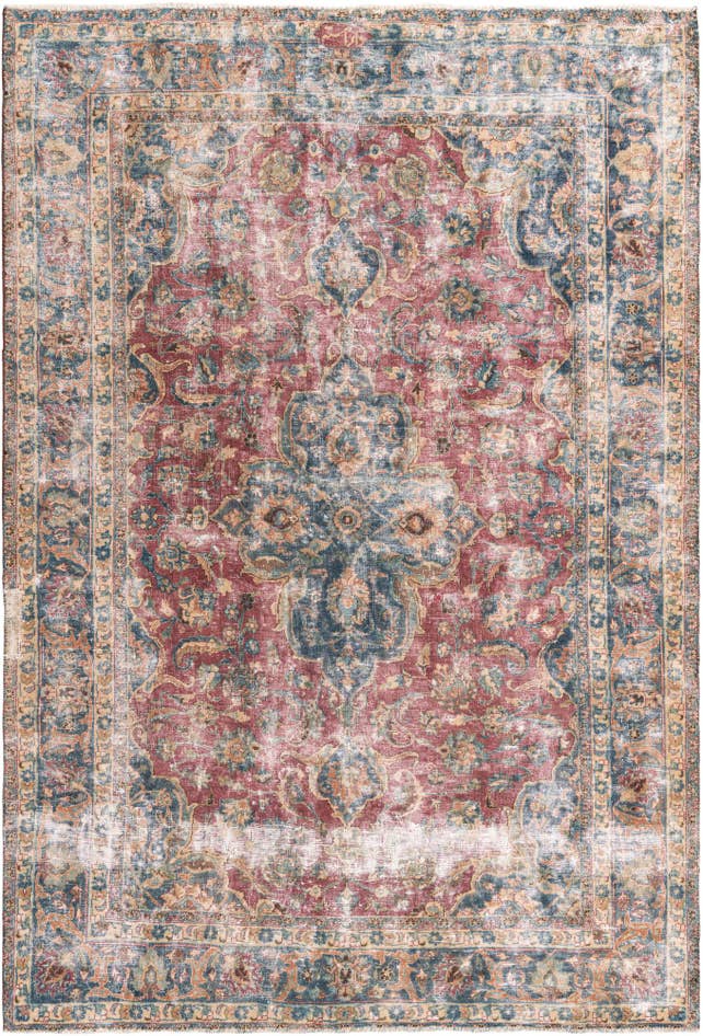 Detail image of 6' 5 x 9' 5 Hand Knotted Ultra Vintage Persian Wool Rug