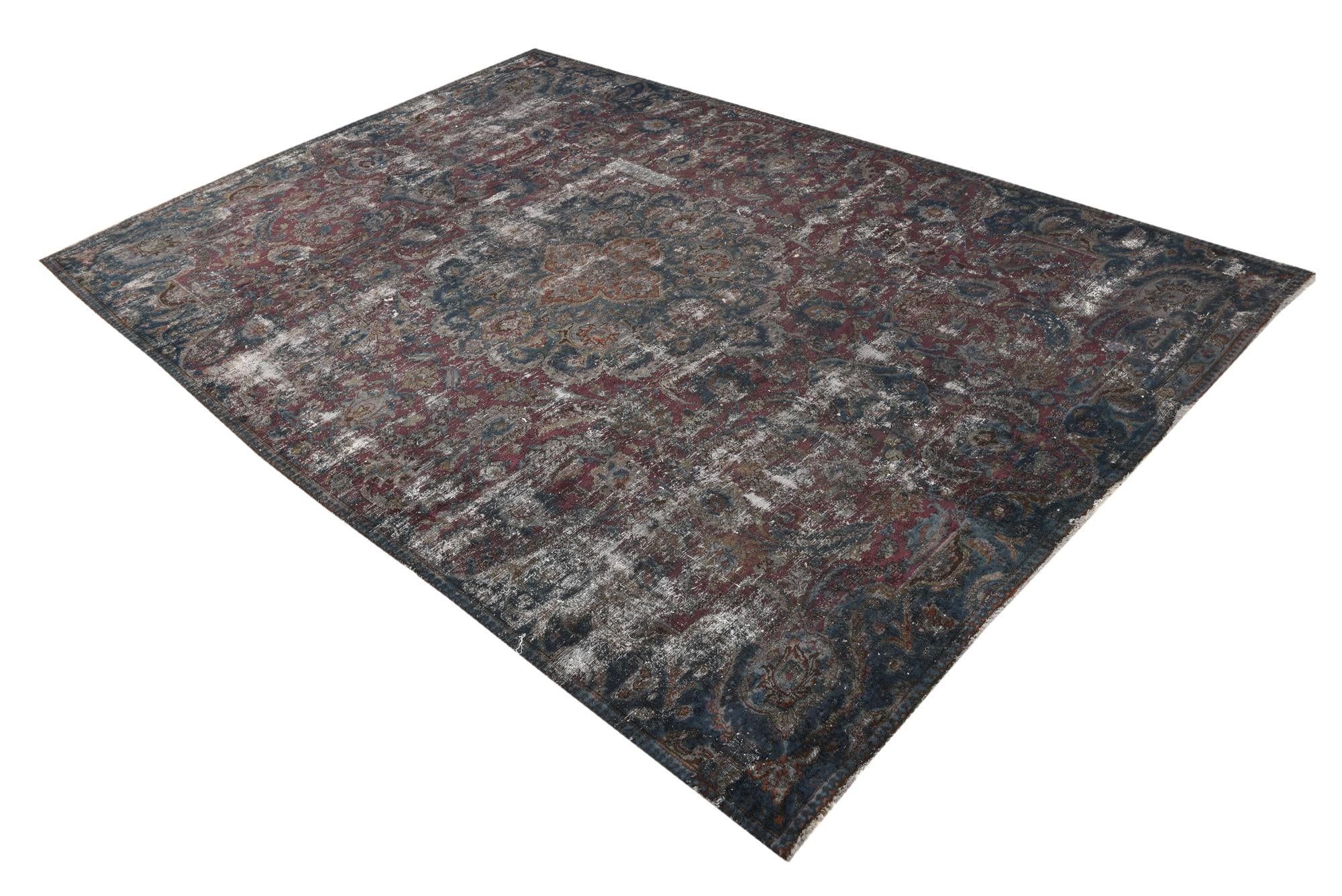 6' 10 x 10' 4 Hand Knotted Ultra Vintage Persian Wool Rug