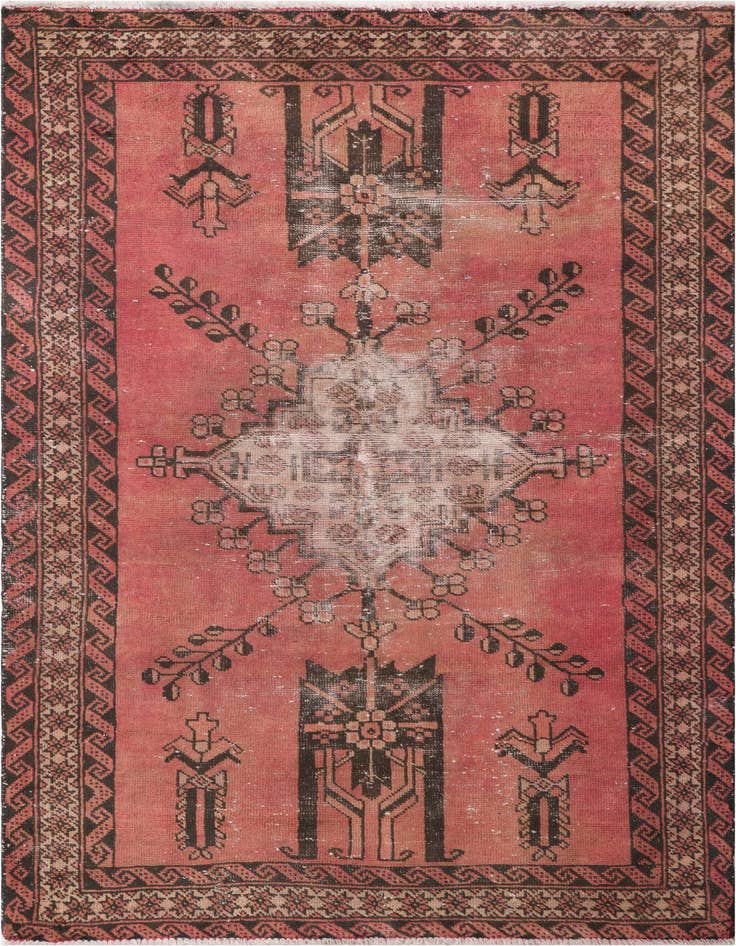 Detail image of 3' 9 x 6' 9 Hand Knotted Ultra Vintage Persian Wool Rug