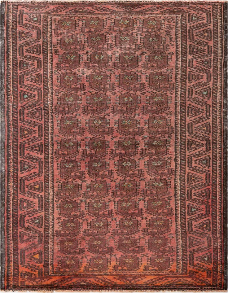 Detail image of 3' 7 x 6' 7 Hand Knotted Ultra Vintage Persian Wool Rug