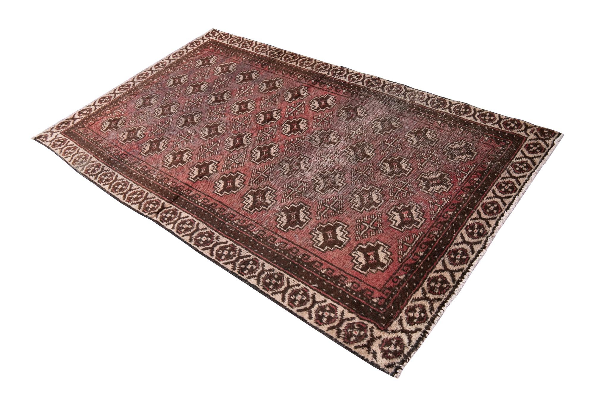 3' 8 x 6' 2 Hand Knotted Ultra Vintage Persian Wool Rug