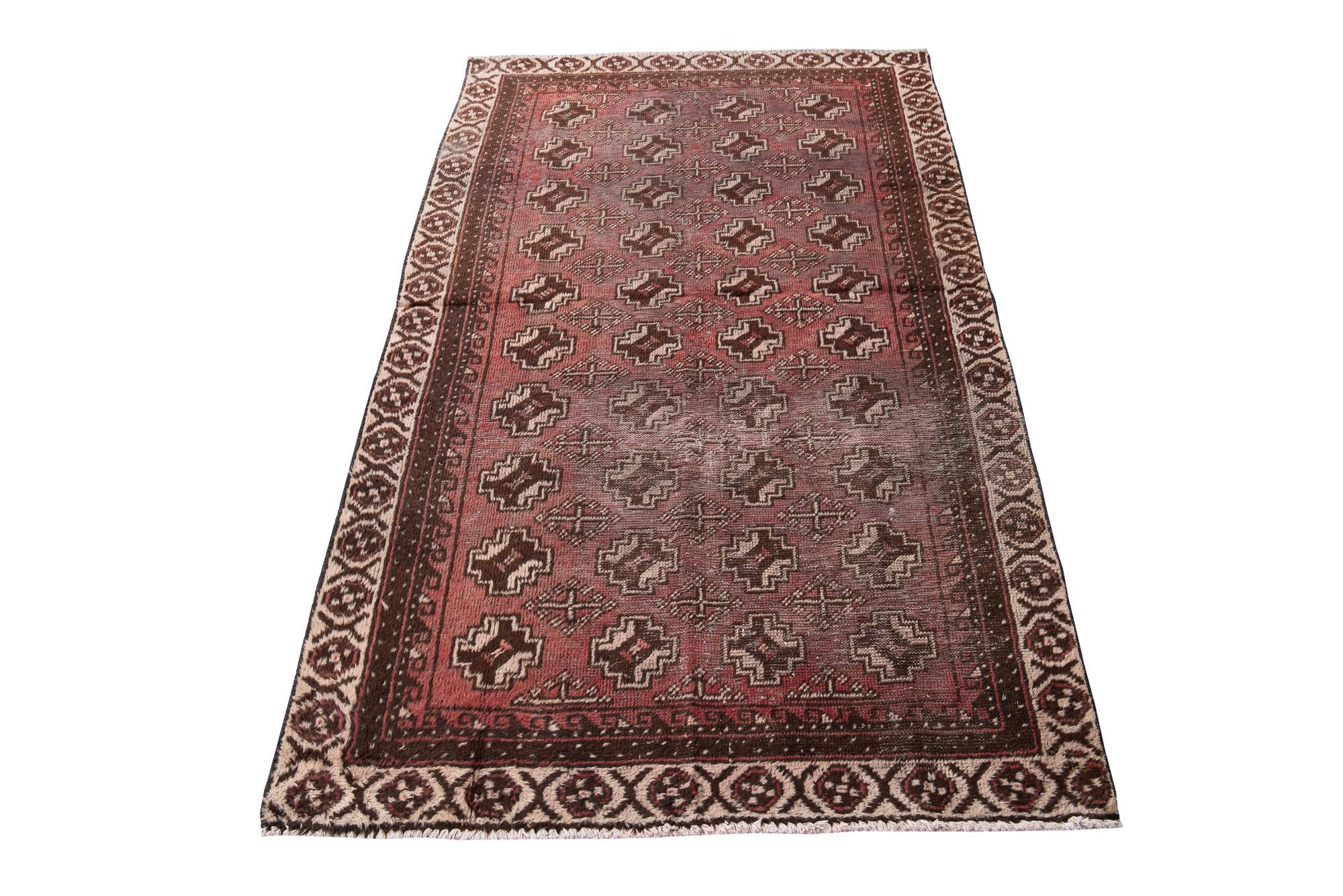 3' 8 x 6' 2 Hand Knotted Ultra Vintage Persian Wool Rug