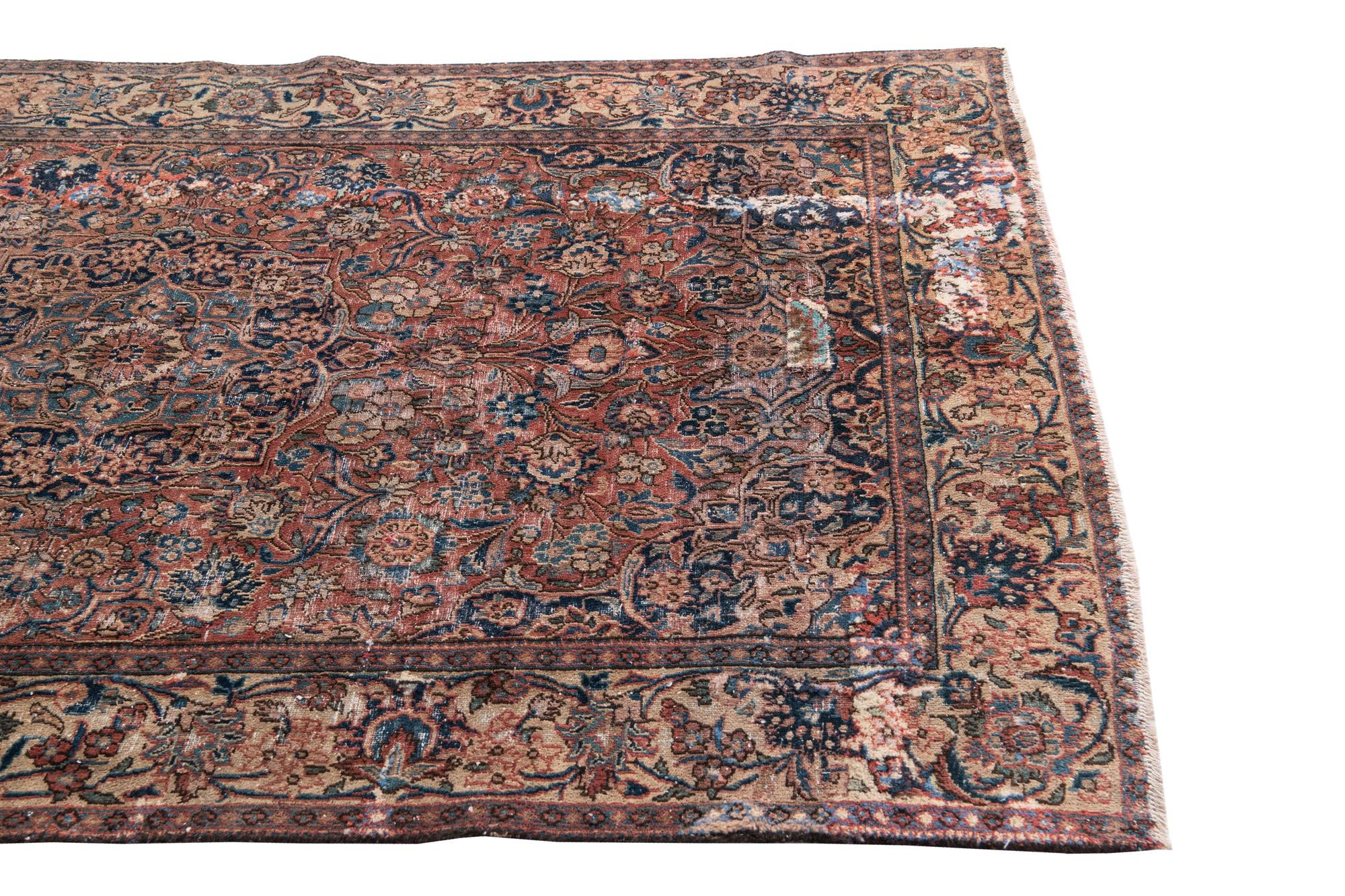 4' 3 x 6' 7 Hand Knotted Ultra Vintage Persian Wool Rug