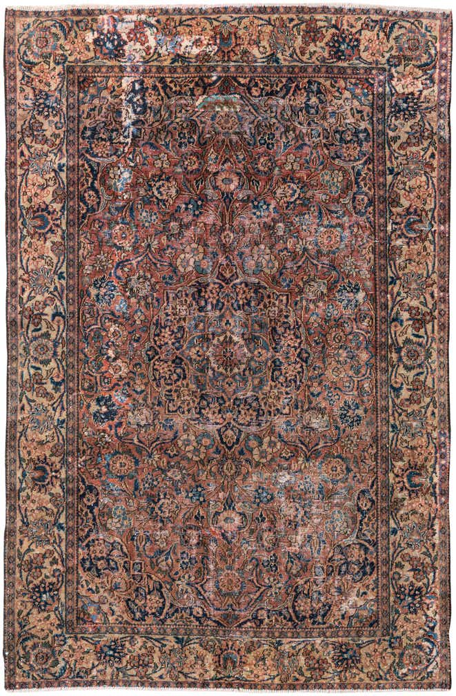 4' 3 x 6' 7 Hand Knotted Ultra Vintage Persian Wool Rug