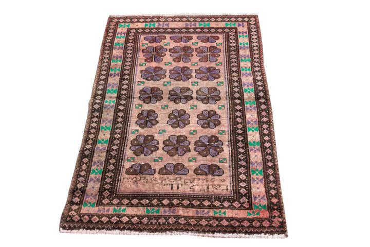 2' 3 x 3' 10 Hand Knotted Ultra Vintage Persian Wool Rug