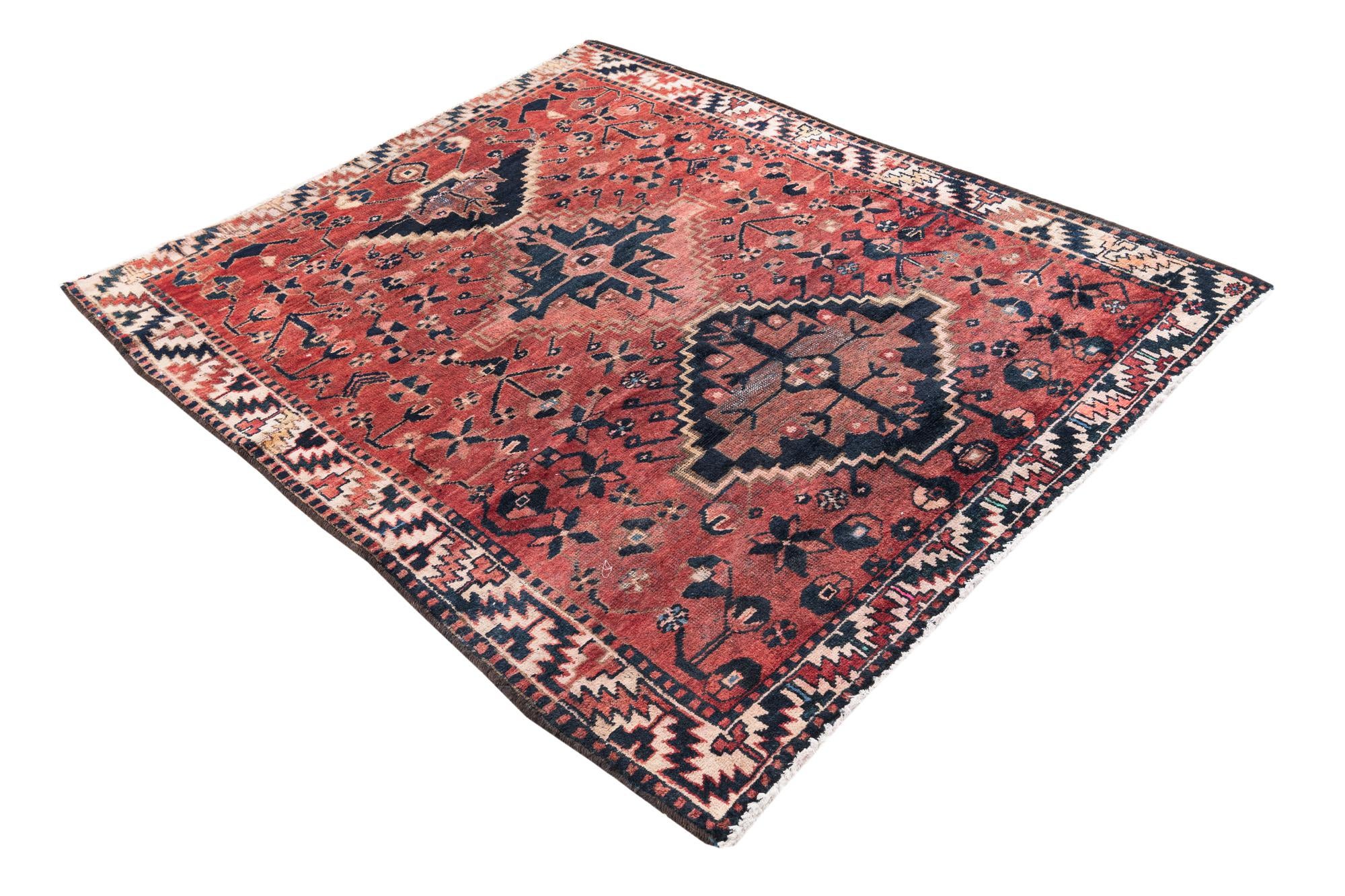 4' 10 x 5' 8 Hand Knotted Ultra Vintage Persian Wool Rug