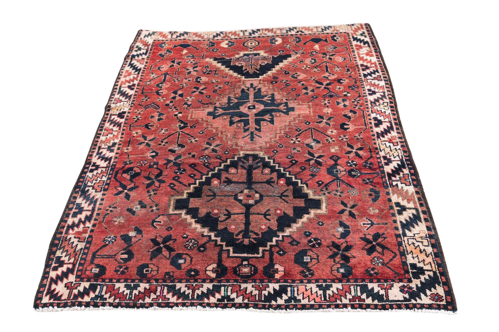 4' 10 x 5' 8 Hand Knotted Ultra Vintage Persian Wool Rug