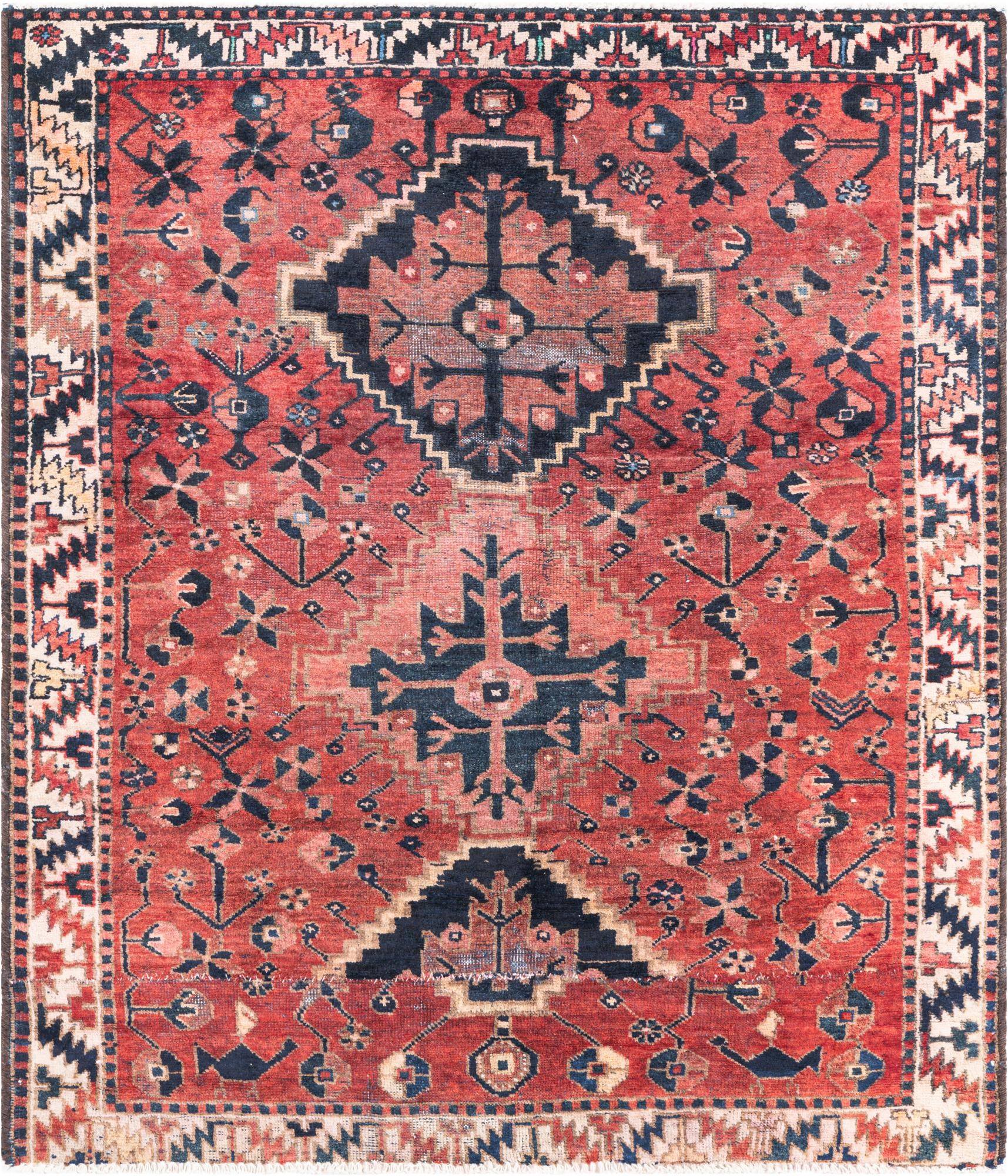 4' 10 x 5' 8 Hand Knotted Ultra Vintage Persian Wool Rug