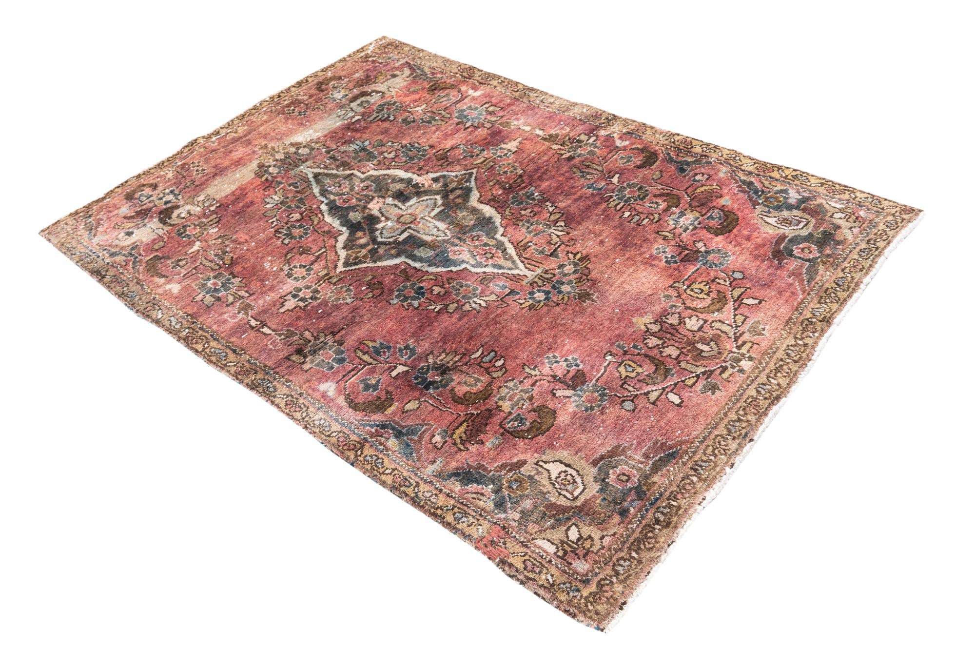 3' 5 x 5' Hand Knotted Ultra Vintage Persian Wool Rug