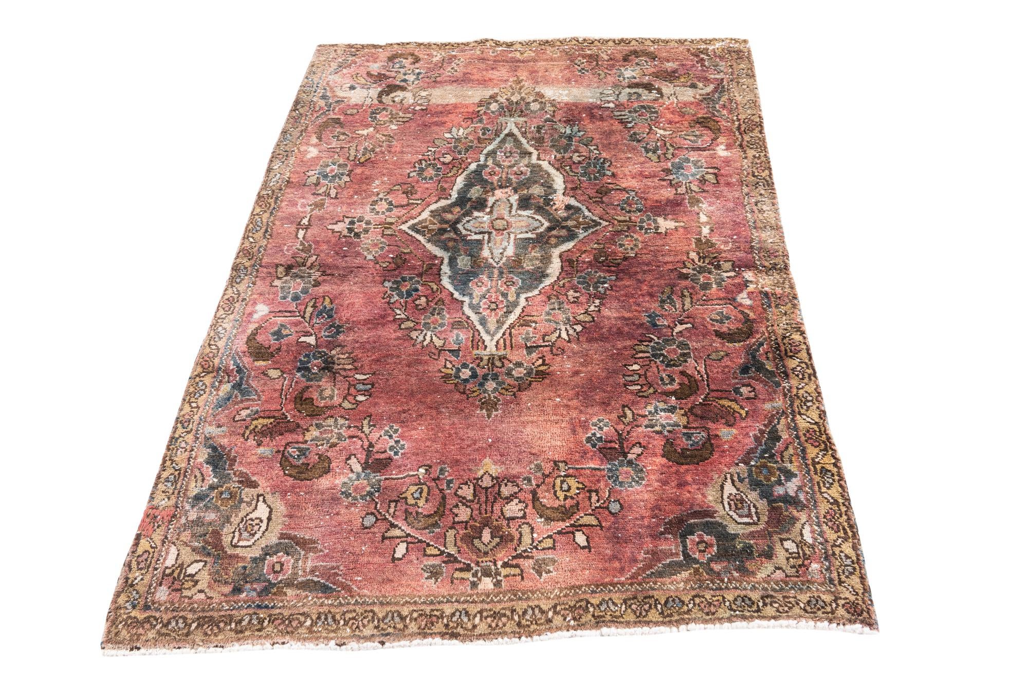 3' 5 x 5' Hand Knotted Ultra Vintage Persian Wool Rug
