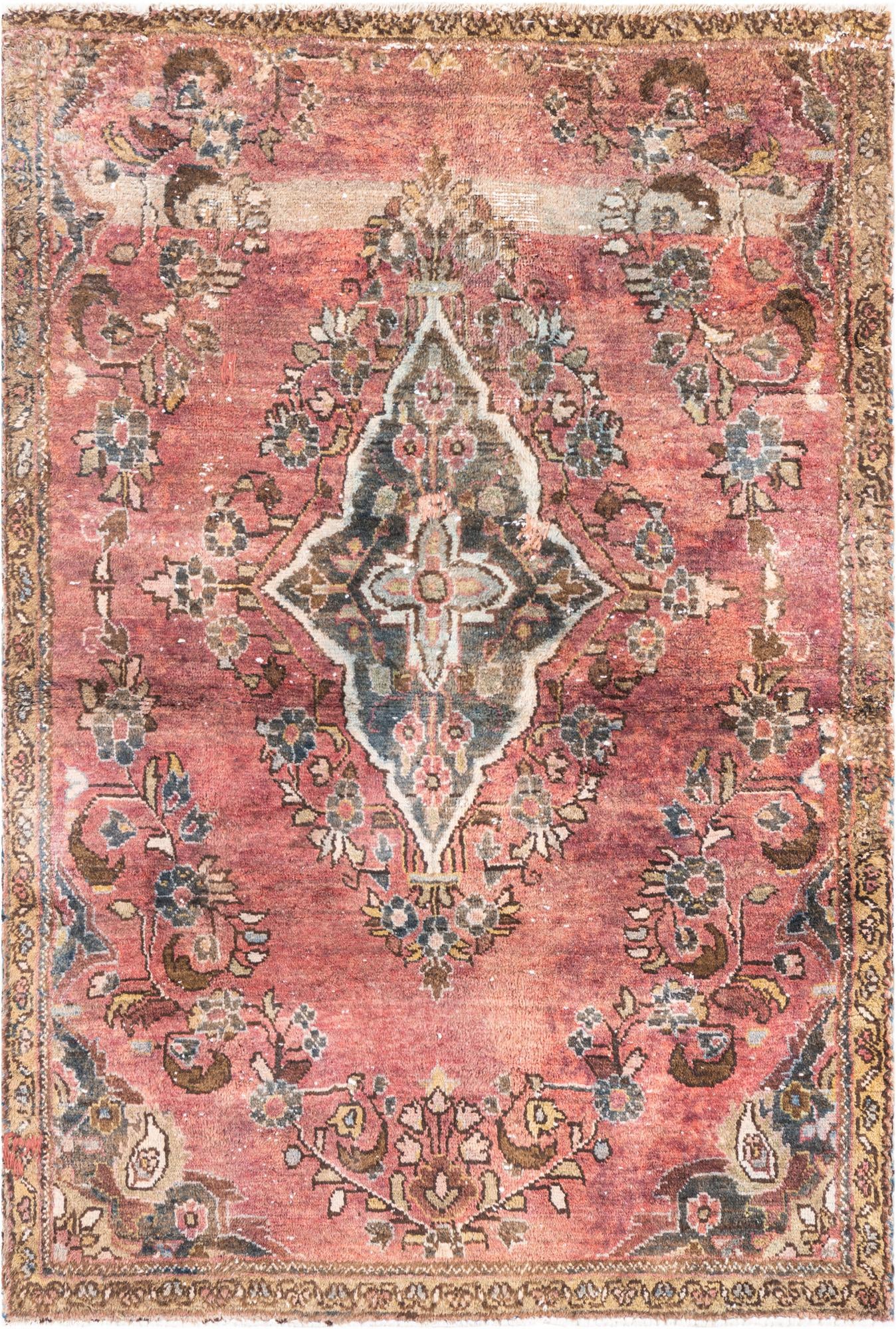3' 5 x 5' Hand Knotted Ultra Vintage Persian Wool Rug