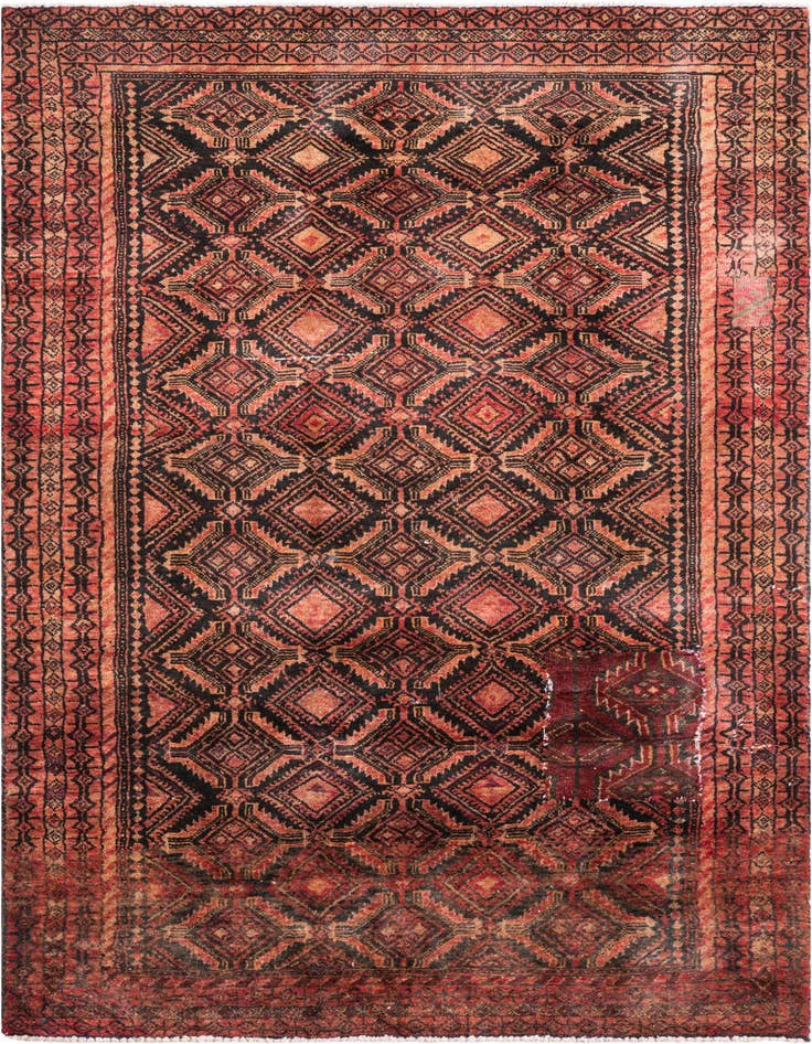 Detail image of 3' 5 x 6' 3 Hand Knotted Ultra Vintage Persian Wool Rug