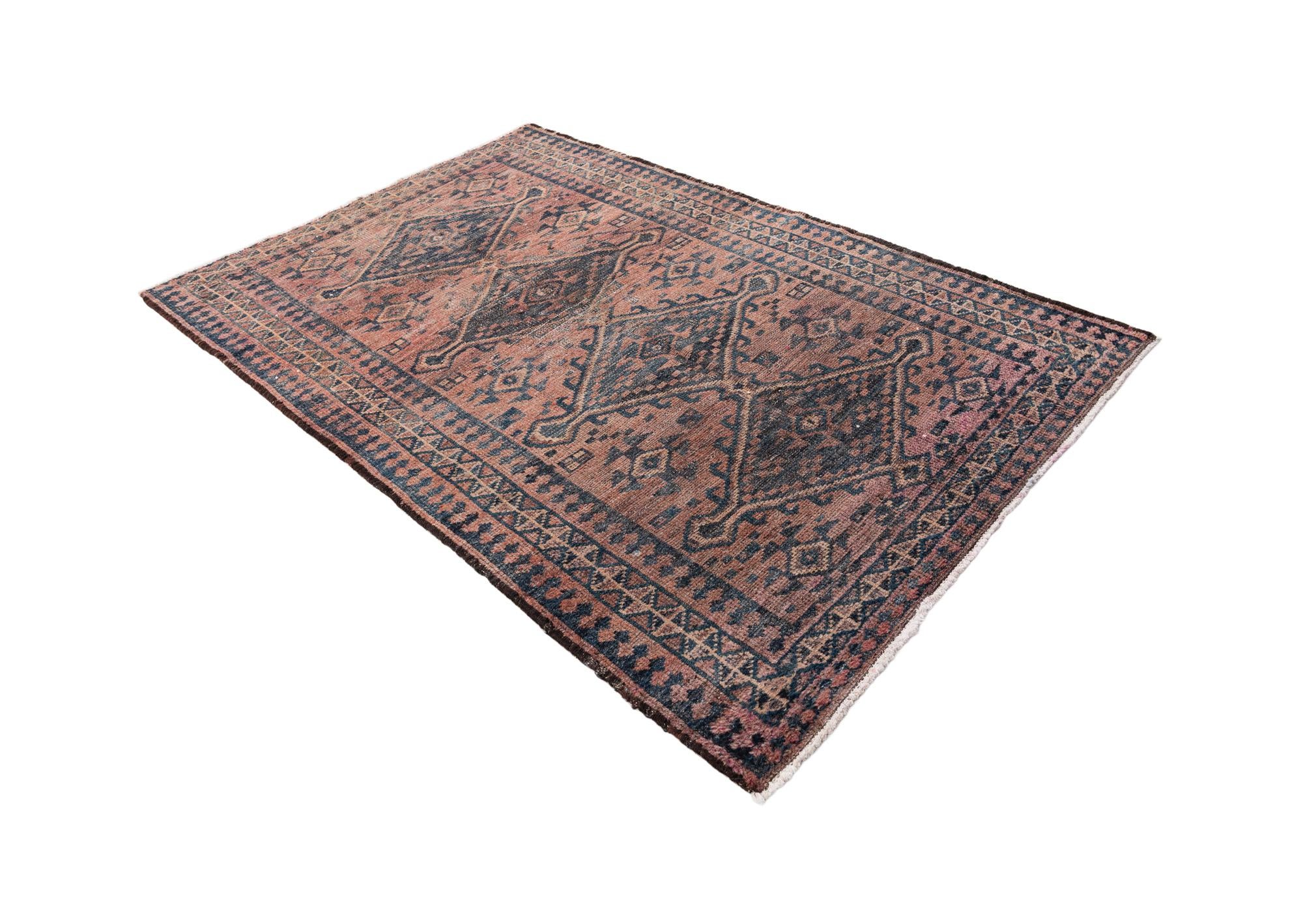 4' 7 x 6' 9 Hand Knotted Ultra Vintage Persian Wool Rug