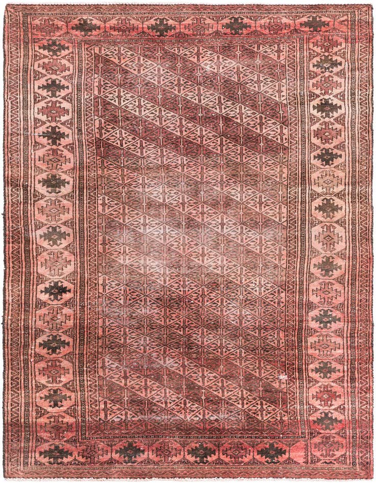 Detail image of 3' 8 x 7' 2 Hand Knotted Ultra Vintage Persian Wool Rug