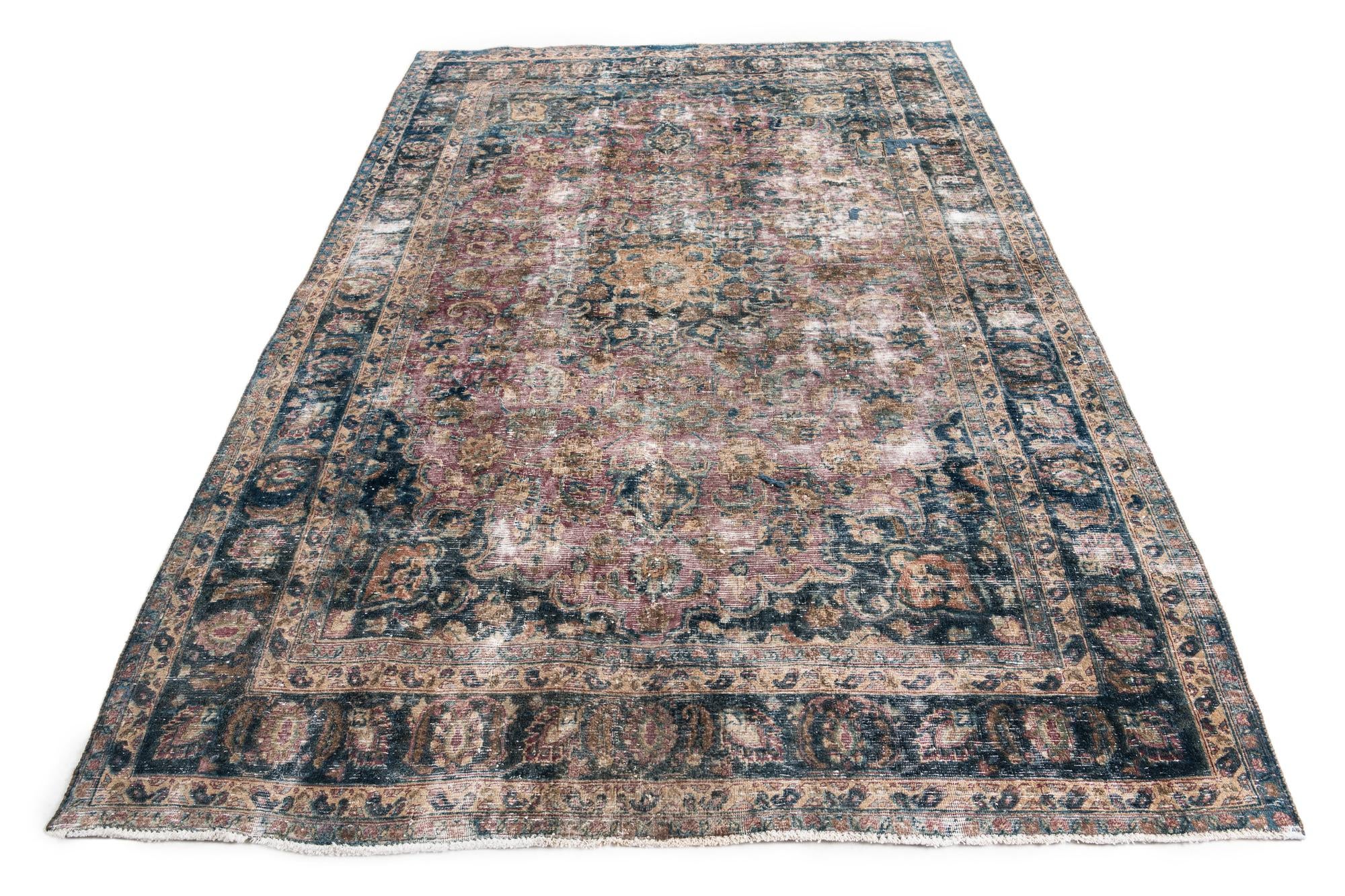 6' 7 x 9' 4 Hand Knotted Ultra Vintage Persian Wool Rug