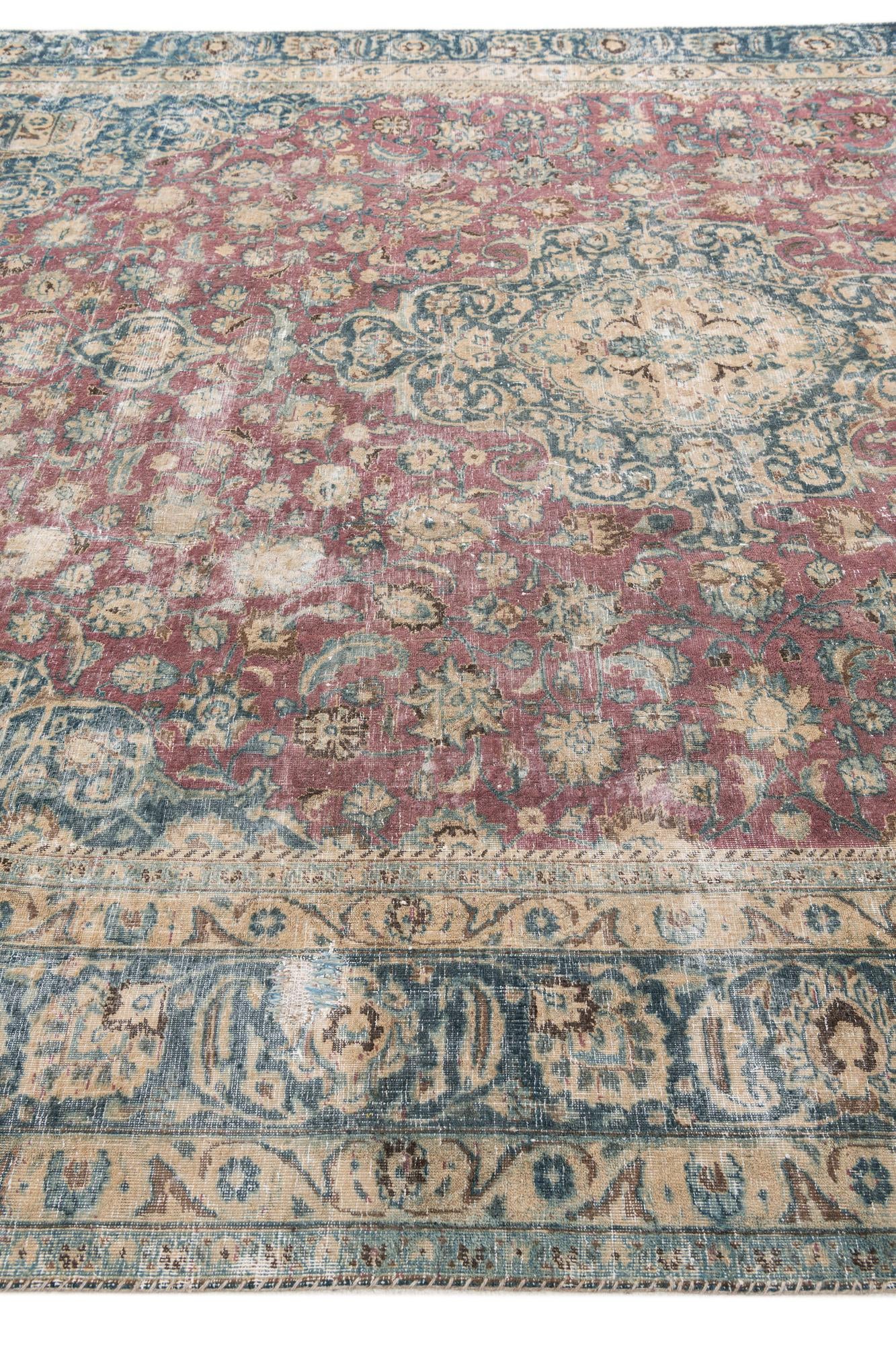 9' 5 x 10' 10 Hand Knotted Ultra Vintage Persian Wool Rug