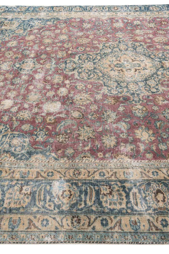 9' 5 x 10' 10 Hand Knotted Ultra Vintage Persian Wool Rug