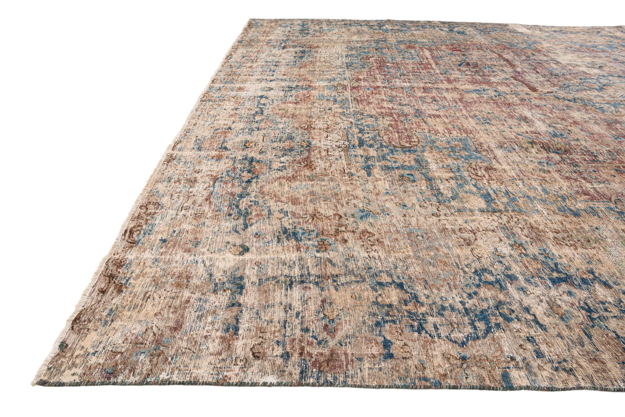 9' 7 x 12' 10 Hand Knotted Ultra Vintage Persian Wool Rug