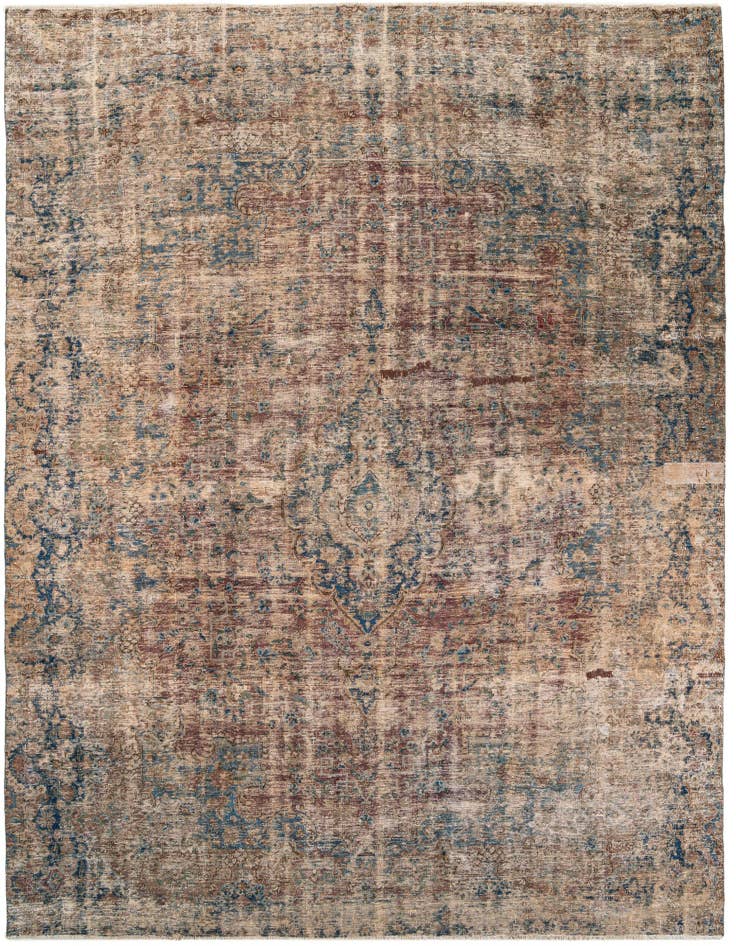 Detail image of 9' 7 x 12' 10 Hand Knotted Ultra Vintage Persian Wool Rug
