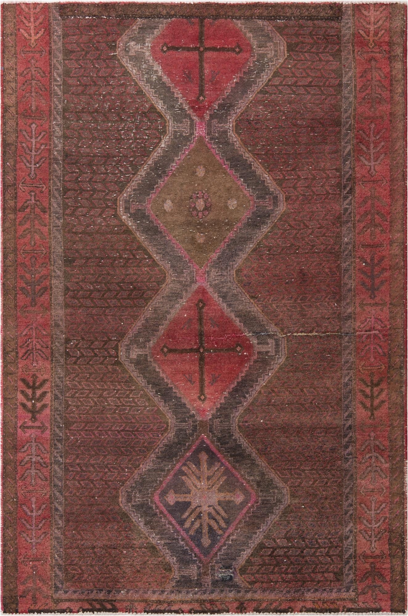 5' 1 x 7' 7  Hand Knotted Ultra Vintage Persian Wool Rug