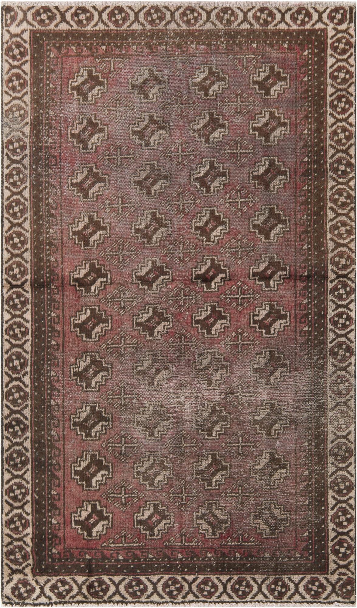 3' 8 x 6' 2  Hand Knotted Ultra Vintage Persian Wool Rug