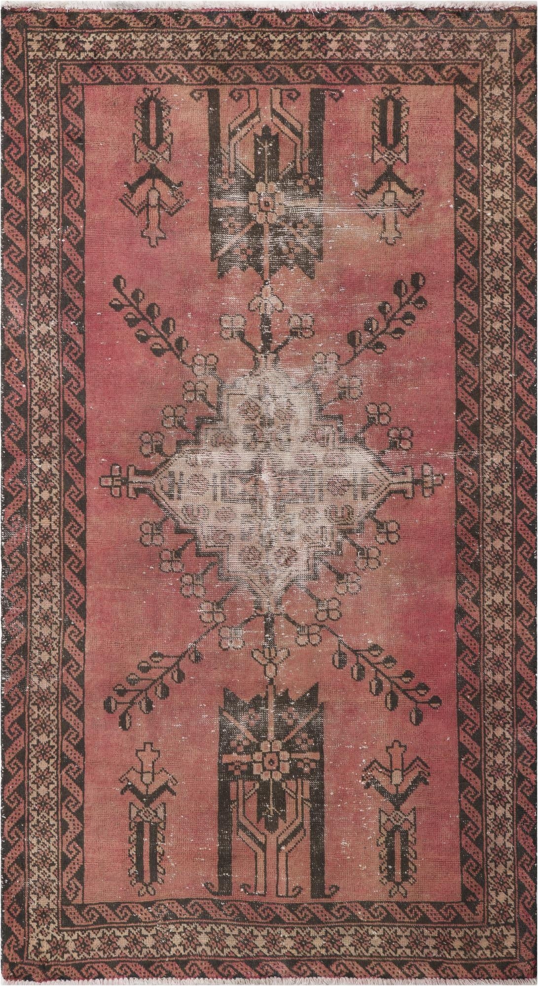 3' 9 x 6' 9  Hand Knotted Ultra Vintage Persian Wool Rug