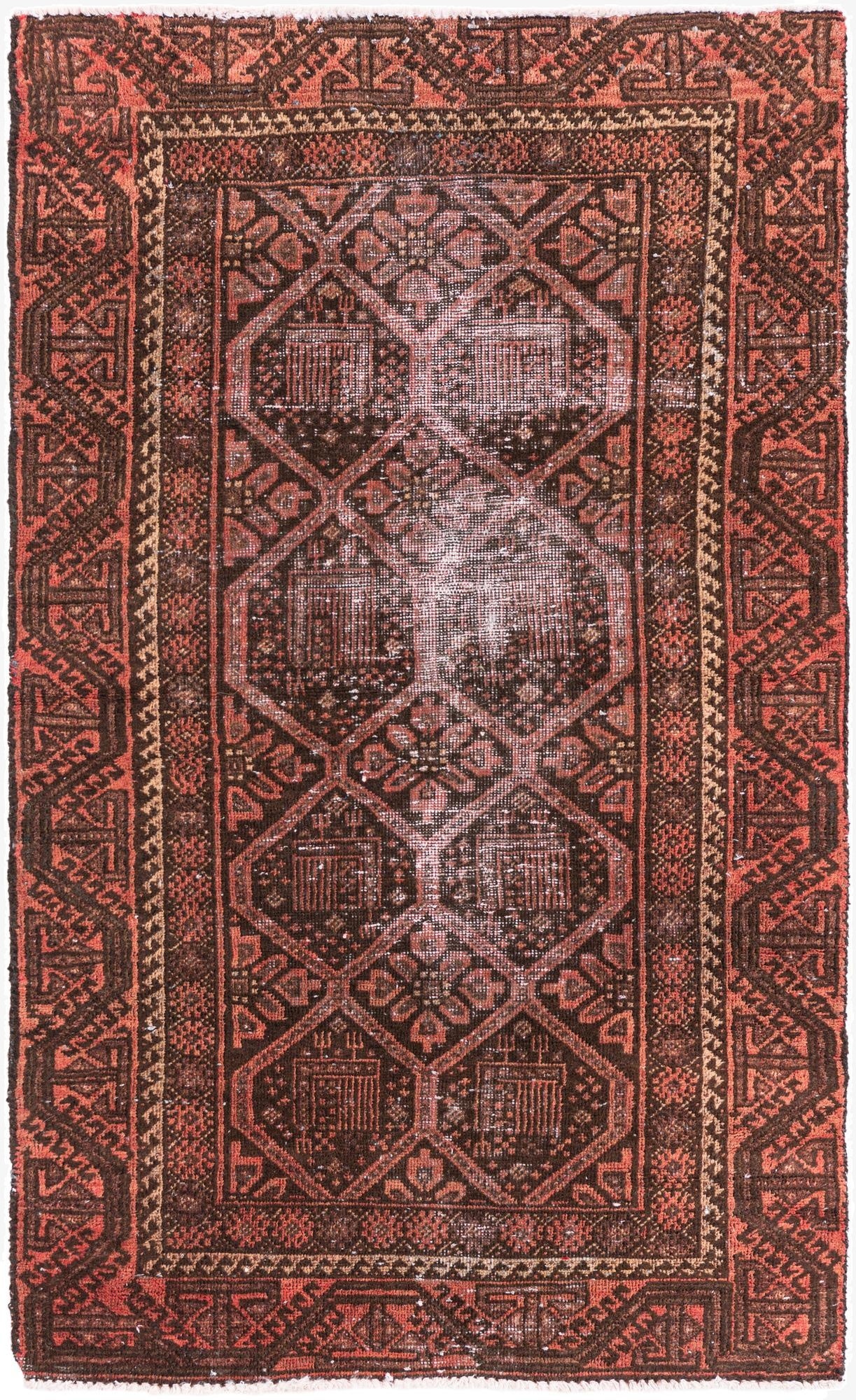 2' 10 x 4' 8  Hand Knotted Ultra Vintage Persian Wool Rug