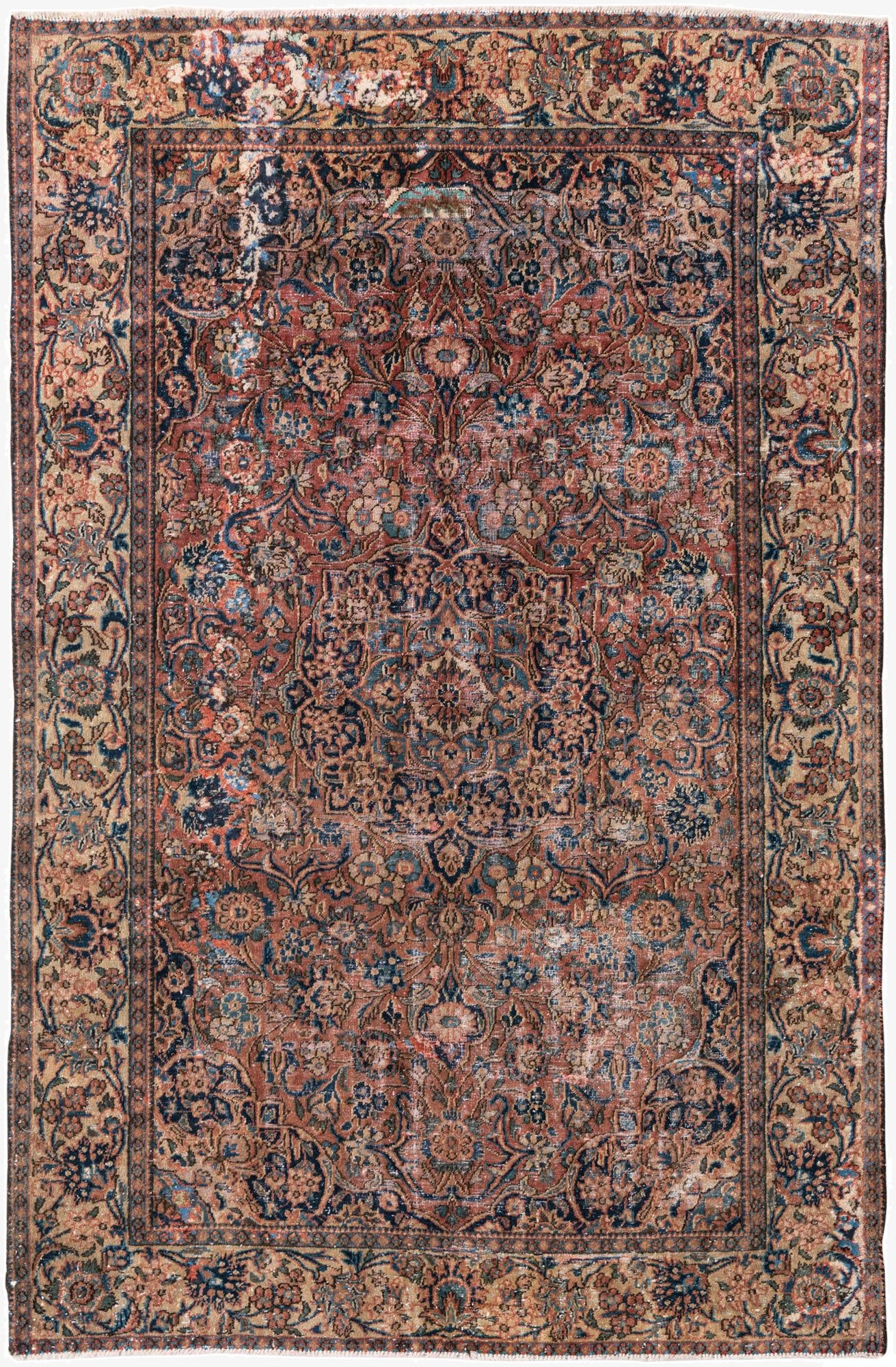 4' 3 x 6' 7  Hand Knotted Ultra Vintage Persian Wool Rug