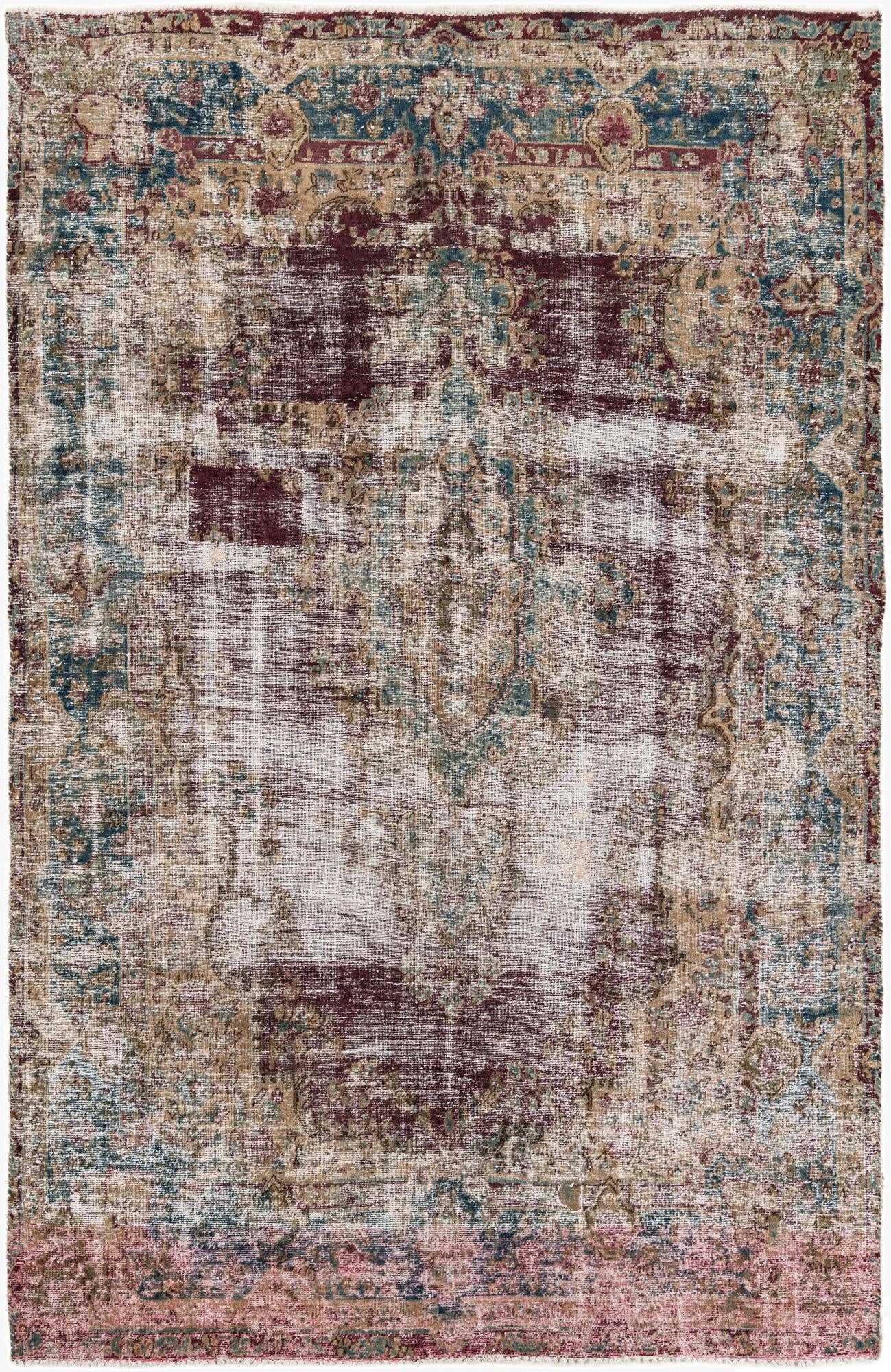 6' x 9' 3  Hand Knotted Ultra Vintage Persian Wool Rug