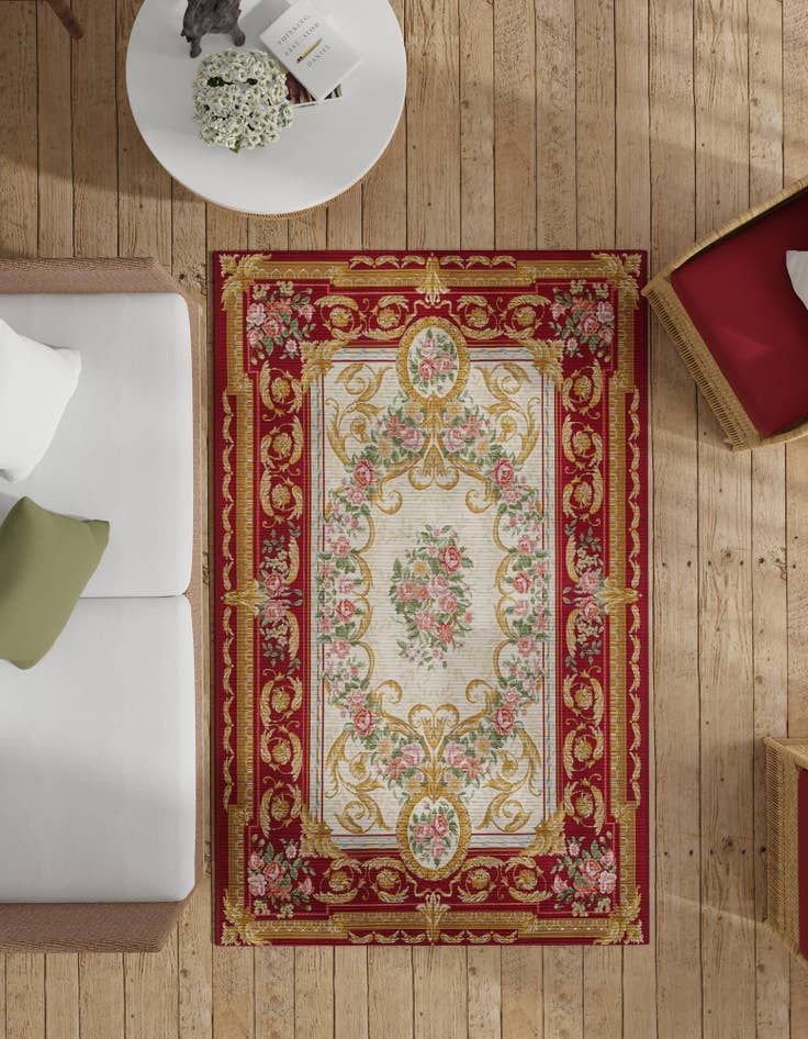 Detail image of 4' x 6'  Washable Traditional Indoor / Outdoor Rug