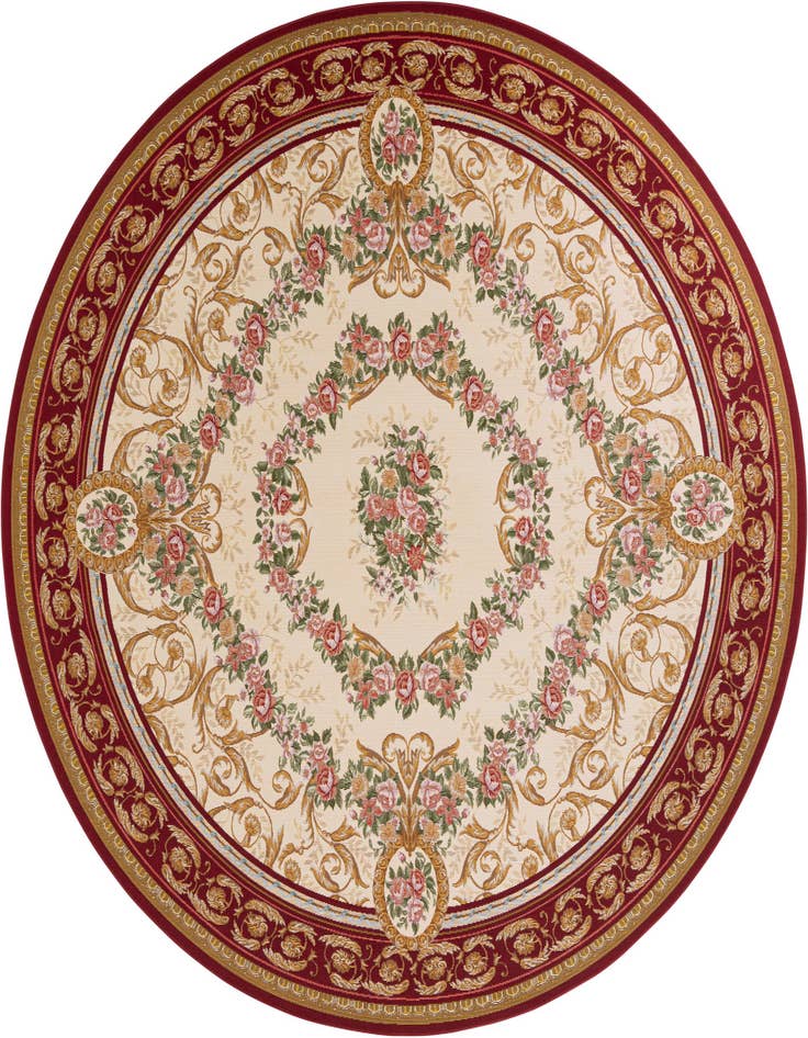 Detail image of 10' x 10' Easy-Clean Traditional Indoor / Outdoor Round Rug