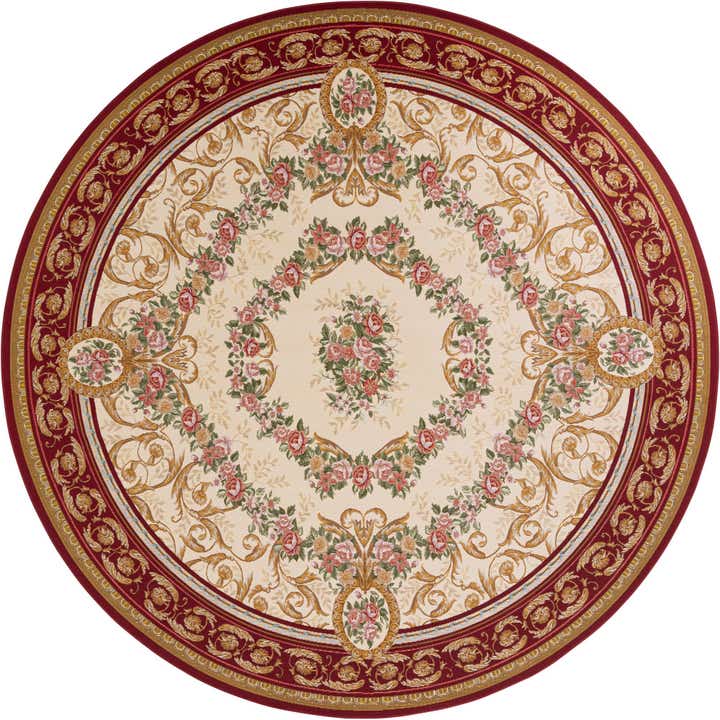10' x 10' Easy-Clean Traditional Indoor / Outdoor Round Rug