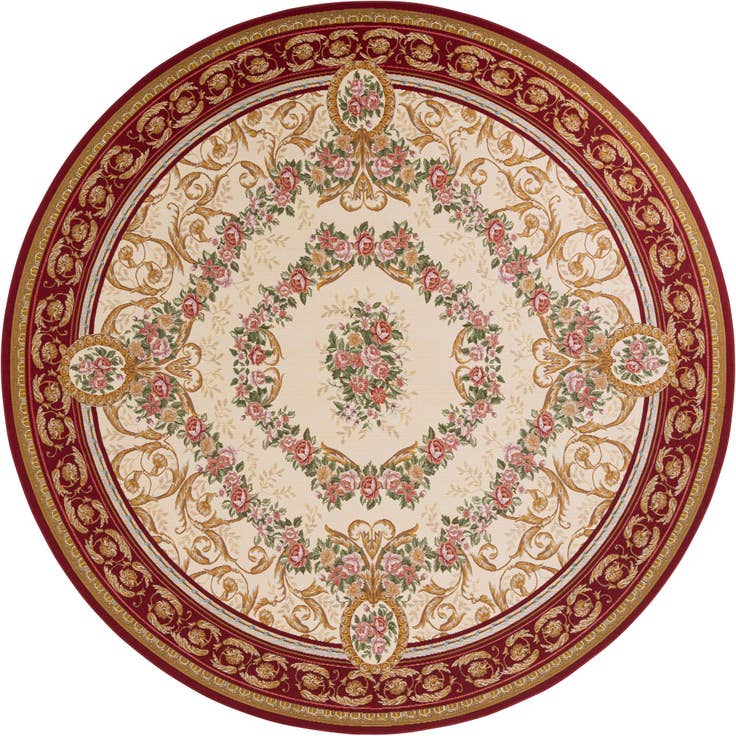 Detail image of 10' x 10' Easy-Clean Traditional Indoor / Outdoor Round Rug