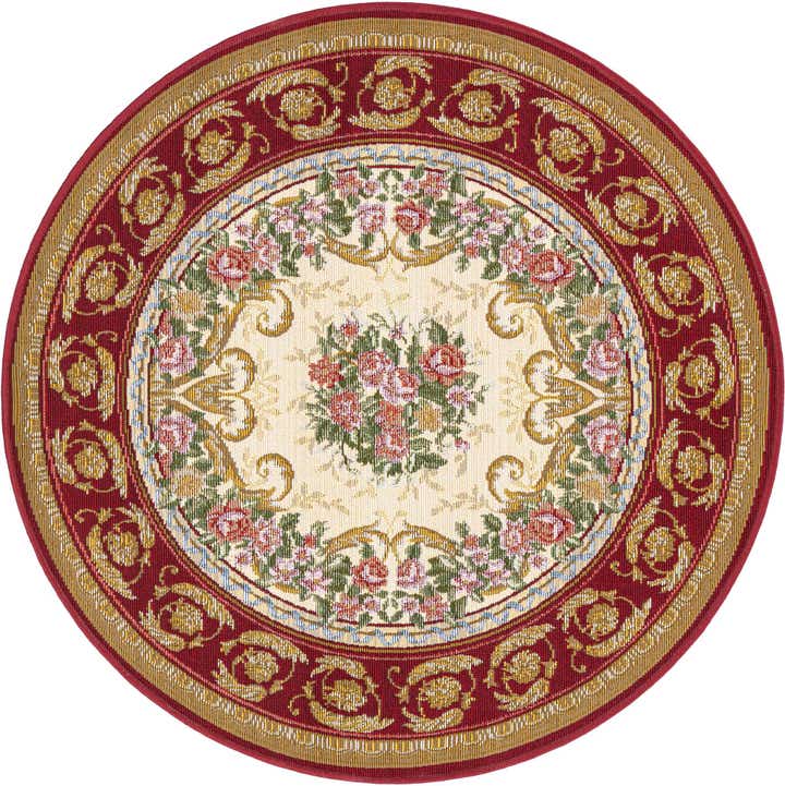 3' x 3' Easy-Clean Traditional Indoor / Outdoor Round Rug