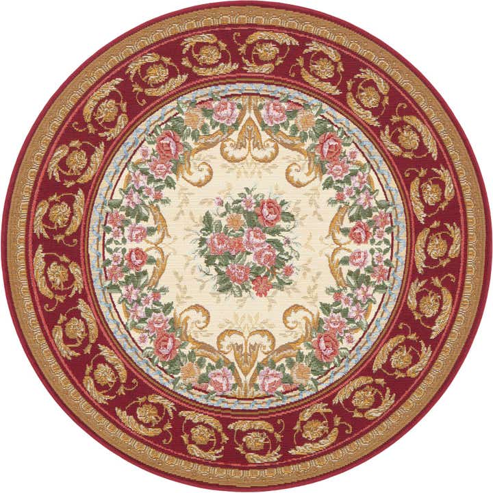 4' x 4' Easy-Clean Traditional Indoor / Outdoor Round Rug
