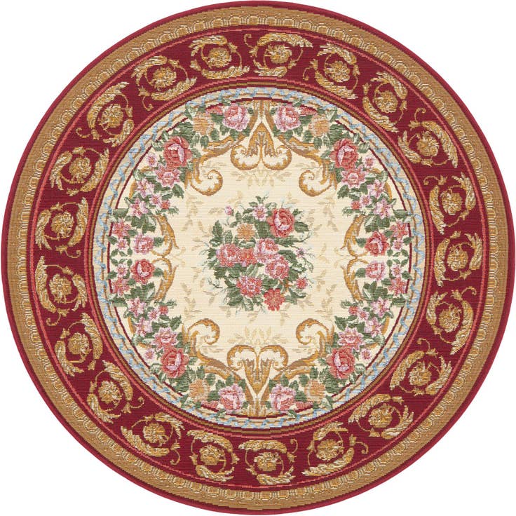 Detail image of 4' x 4' Easy-Clean Traditional Indoor / Outdoor Round Rug