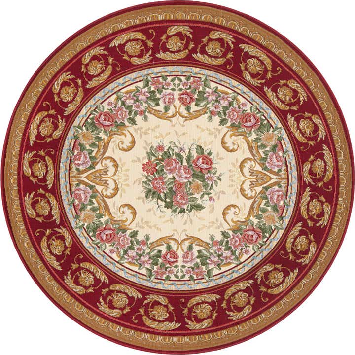 5' x 5' Easy-Clean Traditional Indoor / Outdoor Round Rug