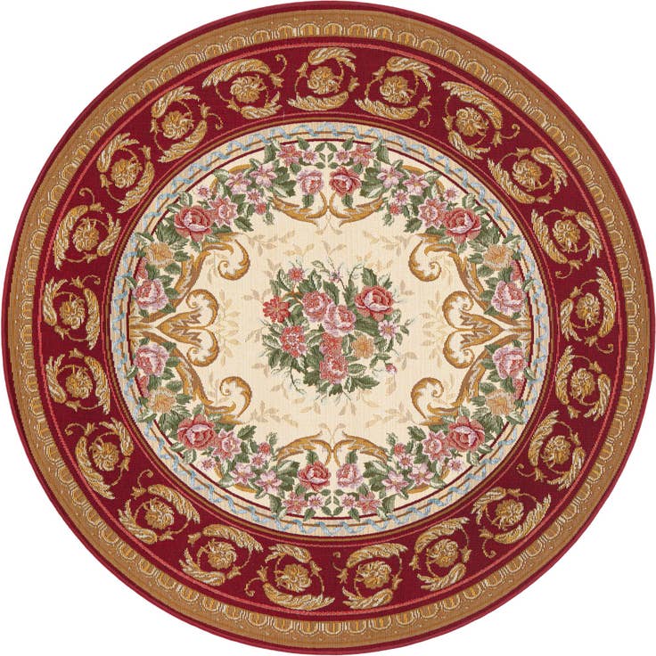 Detail image of 5' x 5' Easy-Clean Traditional Indoor / Outdoor Round Rug