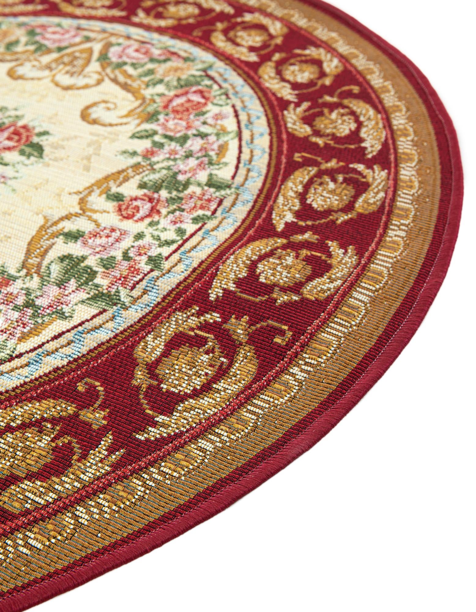 3' x 3' Easy-Clean Traditional Indoor / Outdoor Round Rug