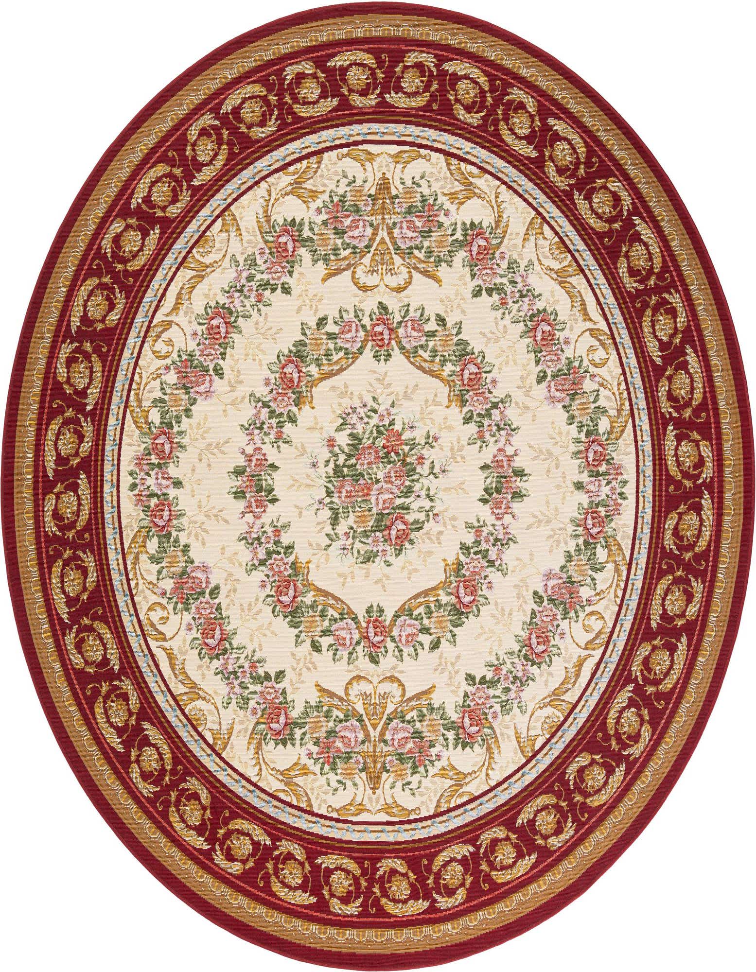 7' 10 x 7' 10 Easy-Clean Traditional Indoor / Outdoor Round Rug