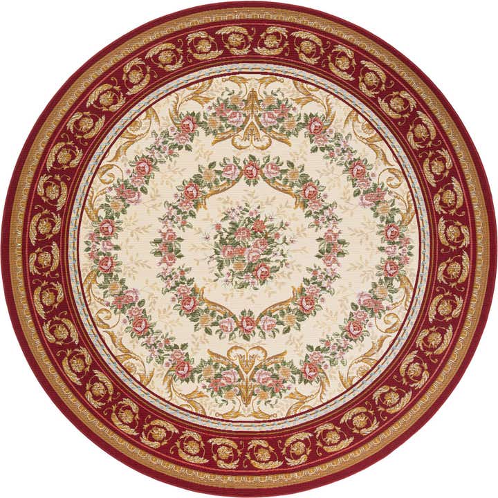7' 10 x 7' 10 Easy-Clean Traditional Indoor / Outdoor Round Rug