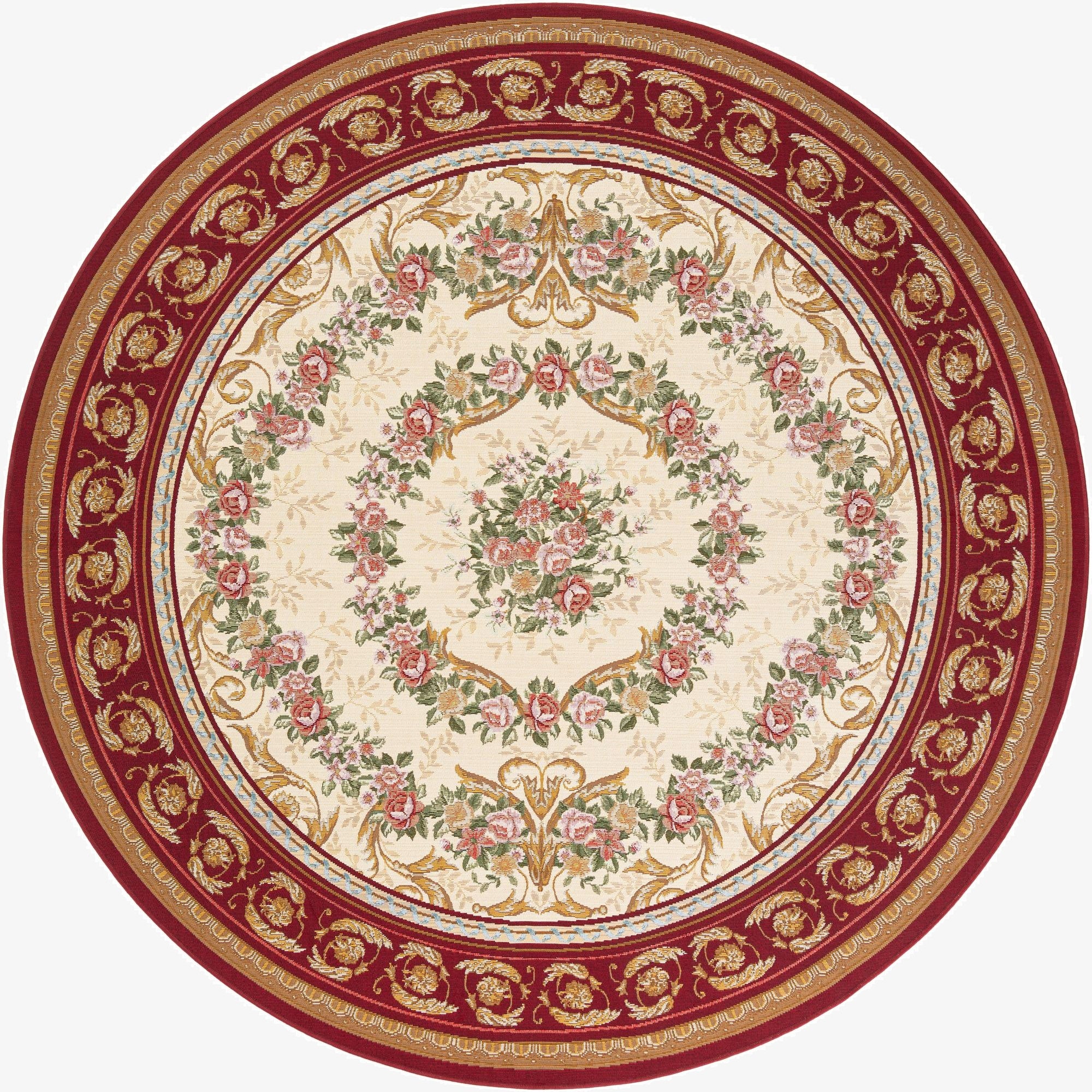 7' 10 x 7' 10  Washable Traditional Indoor / Outdoor Round Rug