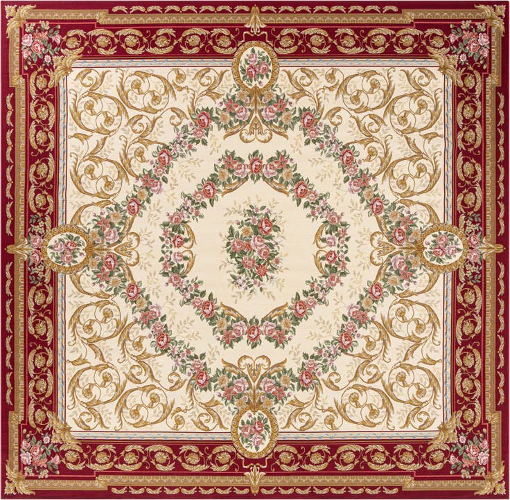 Detail image of 10' x 10' Easy-Clean Traditional Indoor / Outdoor Square Rug