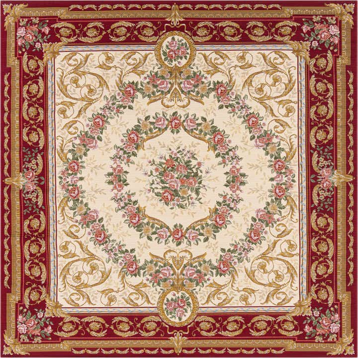 7' 10 x 7' 10 Easy-Clean Traditional Indoor / Outdoor Square Rug