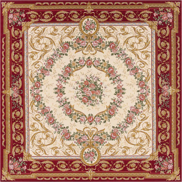 Detail image of 7' 10 x 7' 10 Easy-Clean Traditional Indoor / Outdoor Square Rug