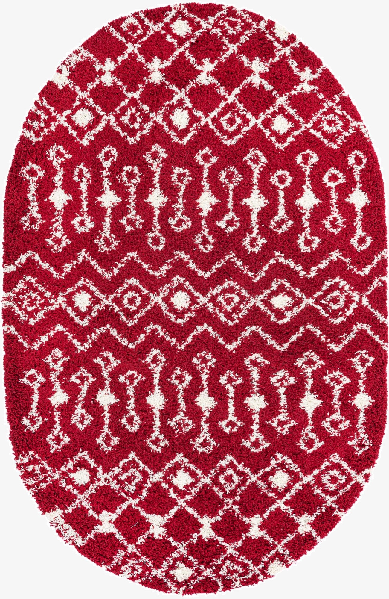 5' 3 x 8' Moroccan Trellis Shag Oval Rug