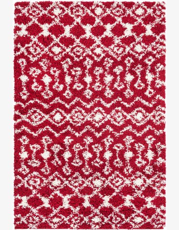 Burgundy Red Moroccan Trellis Shag Rug
