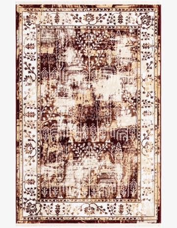 Burgundy Red Nain Design Rug